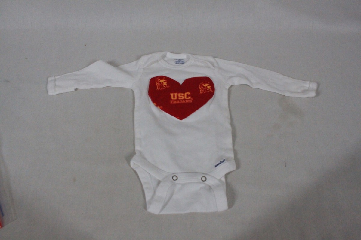 RARE! VINTAGE GERBER ONESIE NEW BABY WHITE USC TROJANS HEART SIZE