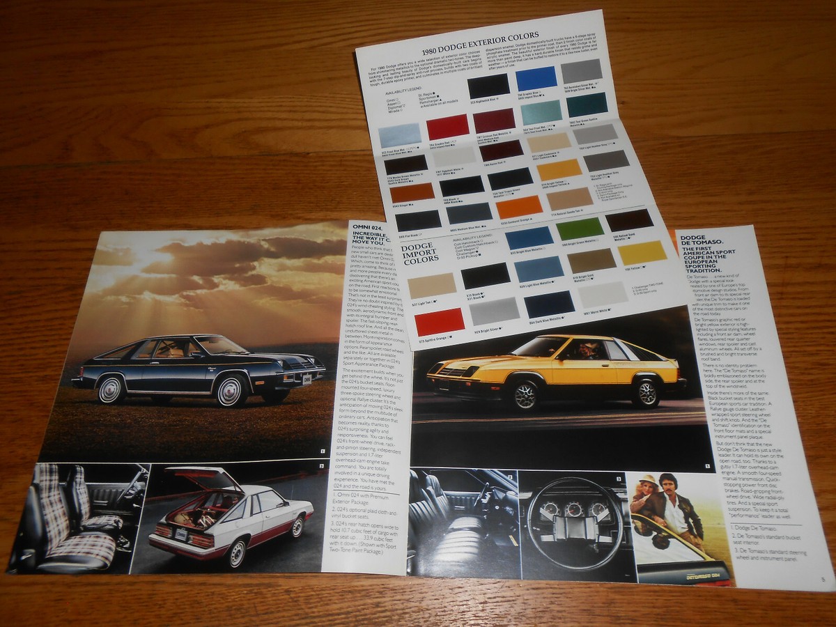 1980 DODGE OMNI / 024 CATALOG + ORIGINAL '80 DODGE EXTERIOR COLORS