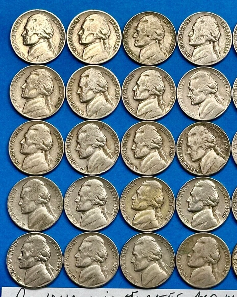 Estate Sale ~ Old Jefferson Nickels Roll of 40 U.S. Collectors Coins 1939-1964 - Image 4 of 4