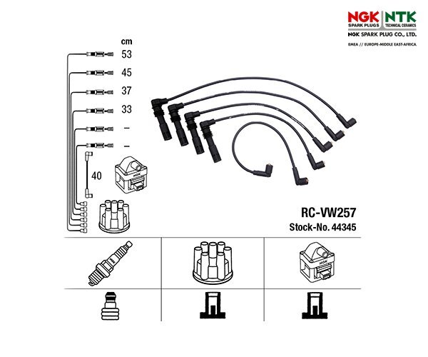 ZüNdleitungssatz Ngk 44345 FüR Seat Cordoba Ibiza Ii Vw-image
