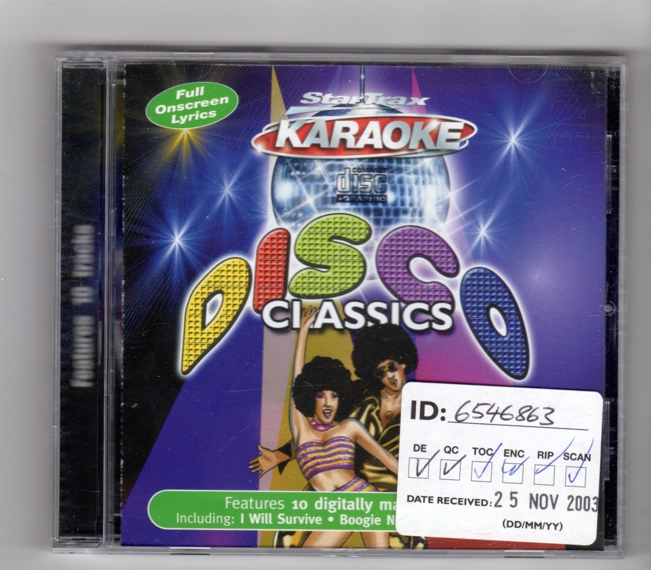 (IL868) StarTrax Karaoke, Disco Classics - 2003 CD