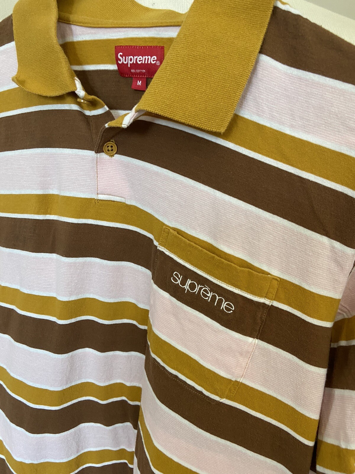 Authentic Supreme Multi-Colored Striped Polo 100%… - image 2