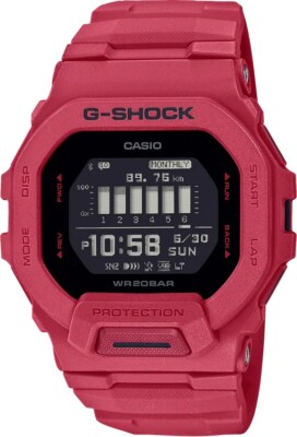 New Casio G-Shock Bluetooth Red Resin Strap Digital Watch GBD200RD-4