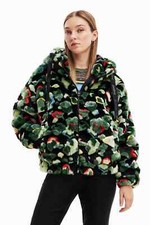 Desigual Calis Green Supersoft Faux Fur Bomber Jacket 23wwew51