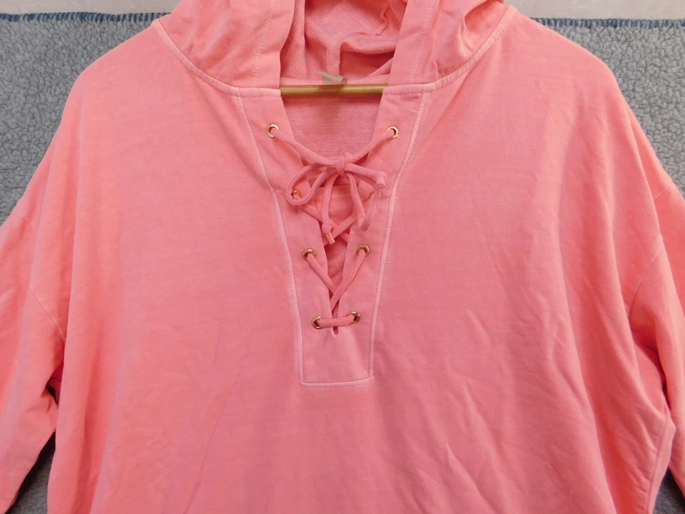 NUEVO Pullover con Capucha Mujer Té Verde Coral Manga Corta Sudadera Talla XL Foto 3 de 4