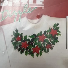 Dizzle ART Pre-Shaded Stars & Holly Wreath Xmas Transfer Iron On #50088 Vtg 1990