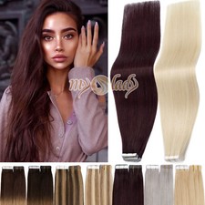 Tape In Real Remy Human Hair Extensions Thick 150G Full Head Skin Weft Wine Red