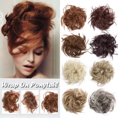 UK LARGE Curly Messy Bun Hair Piece Scrunchie Thick Hair Updo Extension Ponytail