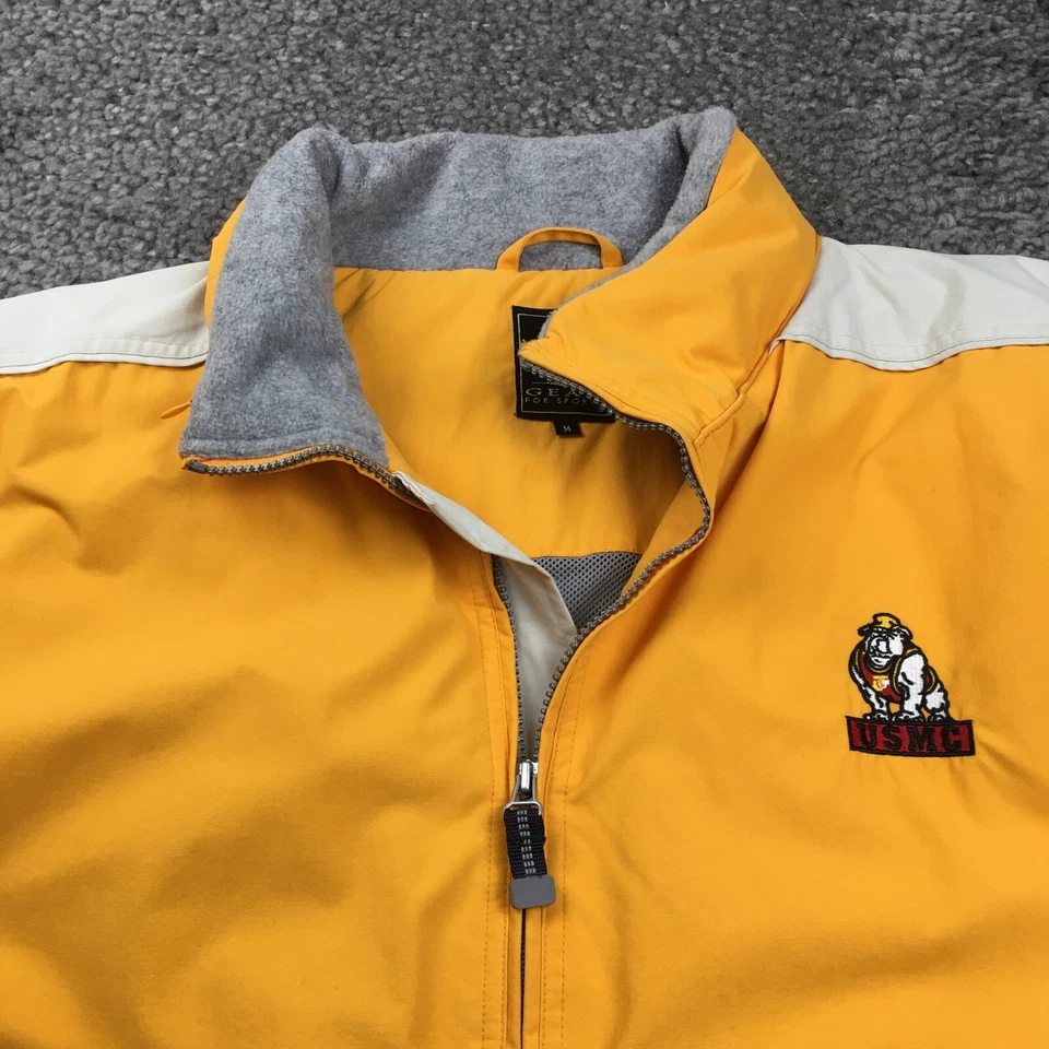 US Marine Corp Gear For Sports Mens Jacket Sz M Yellow Full Zip Logo Long Sleeve - Image 2 of 4