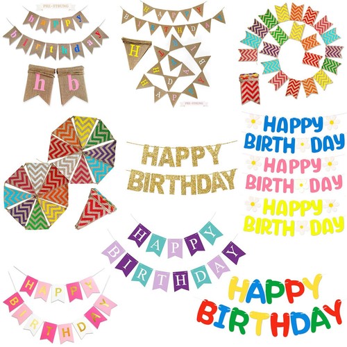 HAPPY BIRTHDAY Balloons  Banner BUNTING GARLAND PARTY DECORATION GIRLS BOYS