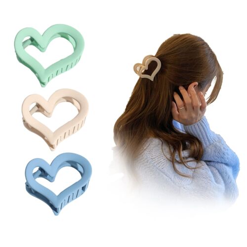 New 3 Pcs Heart Hair Claw Clips For Women Cute Hair Clip,Nop-Slip Matte Hair ...