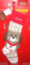 POTTERY BARN KIDS PUPPY DOG Classic Fair Isle Stocking - LIVIA- NWT