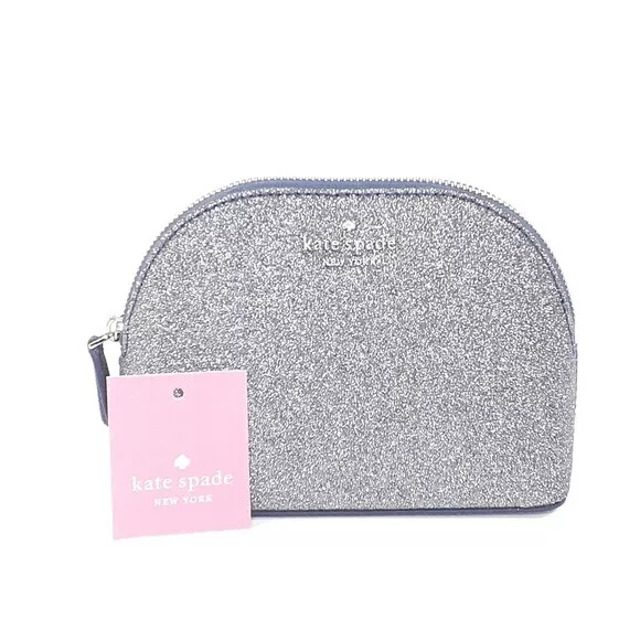 Kate Spade Small Dome Cosmetic Bag Dust Navy Make Up Lola Glitter Hand Bag