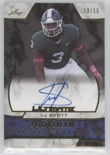 2019 Leaf Ultimate Rookie Signatures Gold 13/15 LJ Scott #URS-LJS Auto 00jz