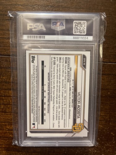 VICTOR ACOSTA 2021 BOWMAN CHROME 1ST GREEN REFRACTOR GEM AUTO 34/99 PSA 10 - Bild 2 von 2