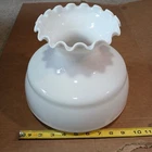 Vintage White Milk Glass Lamp Shade Ruffled Edge Hurricane Style 10" Fitter