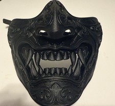 Japanese Oni Demon Samurai Cosplay Halloween Masquerade Mask Black/Black