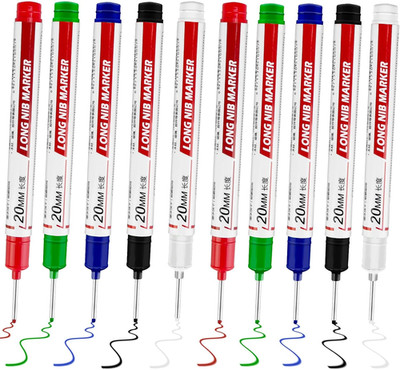 10 Pcs Long Head Deep Hole Marker - Long Markers, Multi-Purpose Deep Hole