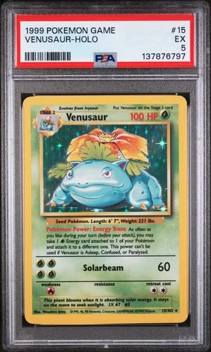 1999 POKEMON BASE SET UNLIMITED #15 VENUSAUR-HOLO PSA 5