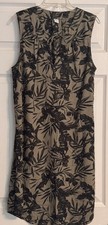 Old Navy Black Green Banana Palm Leaf Tropical Summer Beach Shift Dress Small