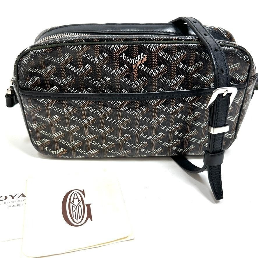 GOYARD Cap Vert PM Shoulder Bag Black Yellow Canvas Leather