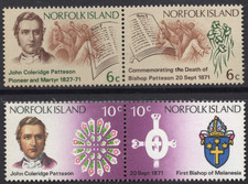 1971 Norfolk Island Bishop Patteson 6c / 10c Se-tenant Pair MNH stamps