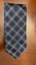 Brooks Brothers 346 Navy Plaid Silk Necktie Classic Preppy USA Made