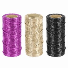 3 Roll 1.5mm Metallic Bakers String, Black/Purple/Rose Gold, 164Yards Total