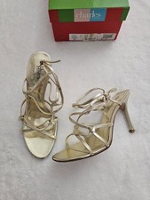 Strappy Gold Stiletto Sandals Women Party Formal High Heels Shoes