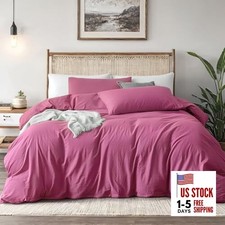 Duvet Cover Queen Size - Extra Cozy Bedding - 160 Queen 90"x90" Rouge Pink