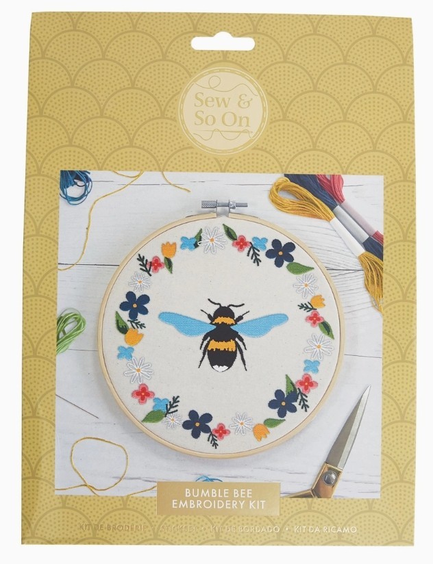 Embroidery Kit Bee Thread Stitching Fabric Bamboo Hoop Instructions