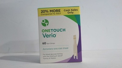 OneTouch Verio Blood Glucose Test Strips 60ct Strips Exp 2027  Free Shipping