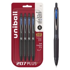 207 Plus Retractable Gel Pens Blue Pack Of 4 Smooth Writing Premium Ink