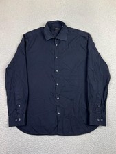 John Varvatos U.S.A. Dress Shirt Mens 15.5 32/33 Blue Solid Slim Fit Cotton LS