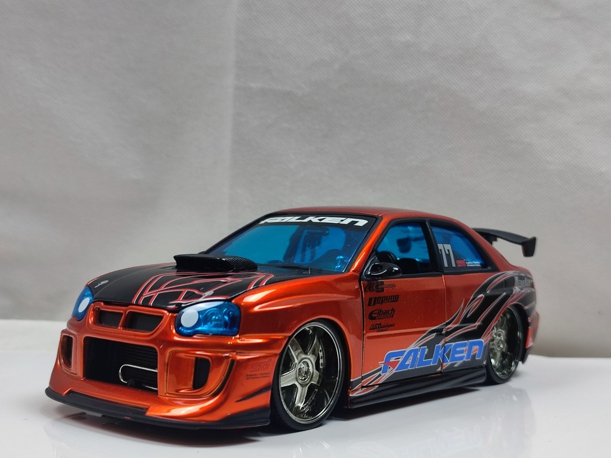 Jada 1/24 Subaru Impreza Sti Falken Orange JDM Sports Car Boxed | eBay