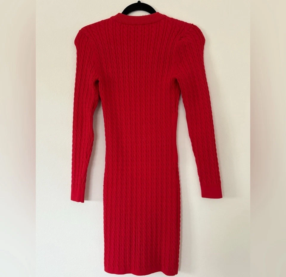 Mini Vestido Alice + Olivia Yuna Tejido con Cable Amapola Brillante - Talla S Precio de venta sugerido por el fabricante $440 Foto 3 de 4