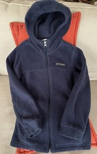 Kids Columbia Navy Hooded Fleece Jacket Size S 8