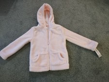 Little Girl's Pink Fluffy Fleece Zipper Hooded Jacket, Pockets, Carter's, 4, New