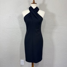 Eliza J Little Black Dress 6 Cross Halter Mini Sheath Cocktail Gala Formal Event