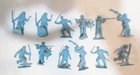 MARX FORT APACHE PLAYSET LOT of 12 LIGHT POWDER BLUE PIONEERS DEFENDER FIGURES