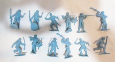 MARX FORT APACHE PLAYSET LOT of 12 LIGHT POWDER BLUE PIONEERS DEFENDER FIGURES