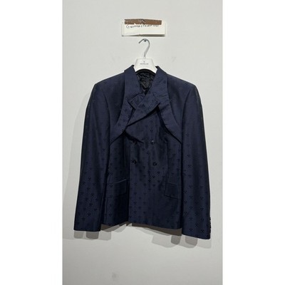 GmbH Navy Double-Breasted Jacquard ''Hammer'' Blazer - Size 52