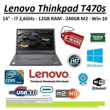 Lenovo Thinkpad T470s Ultrabook - B-Ware - i7 2,6GHz, 12GB, 240GB, Win10