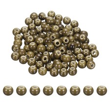 100Pcs 8mm Round Ceramic Porcelain Beads, Olive Green
