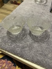 Set Of 2 Vintage Anchor Hocking Clear Glass Custard Cups Collectibles 21/2 X31/2