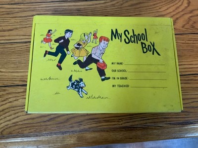 Vintage school supply boxes
