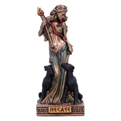 Hekate Göttin der Hexerei Statue Bronze Heiden Figur Triple Moon Statue