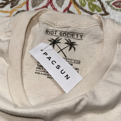 PACSUN Riot Society rozmiar duży kremowy haftowany topniejący wzór kwiatowy - Zdjęcie 7 z 9