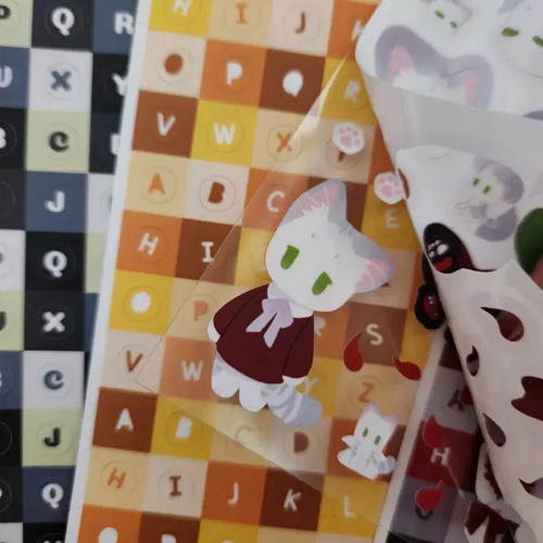 Set of Cat Stickers & Seals for Planners, Alice & Birth Flower Designs