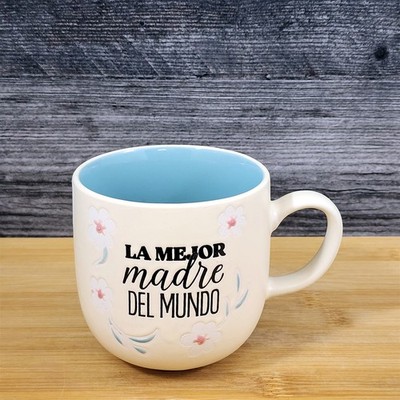 Spanish Coffee Mug La Mejor Madre Del Mundo ''Best Mom'' Cup Blue Sky Ceramic